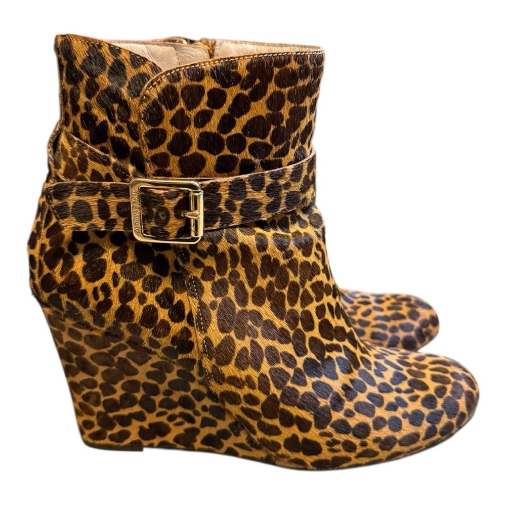 Vince Camuto Leopard Print Wedge Ankle Boots Women’s 6.5B